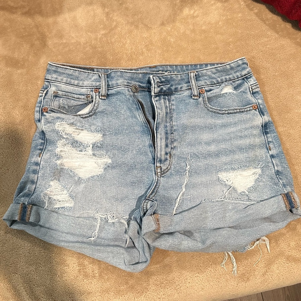 American Eagle Outfitters Light Blue Distressed Jean Shorts